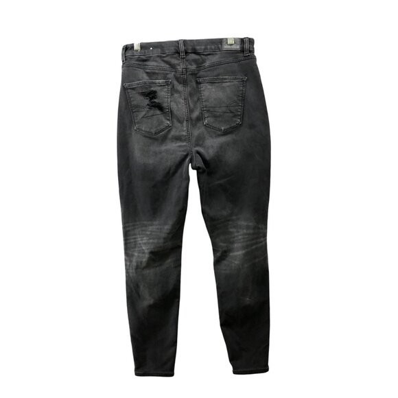 American Eagle Curvy Super Hi-Rise Jegging Women 10 Short Black Destroyed Soft - Picture 2 of 11